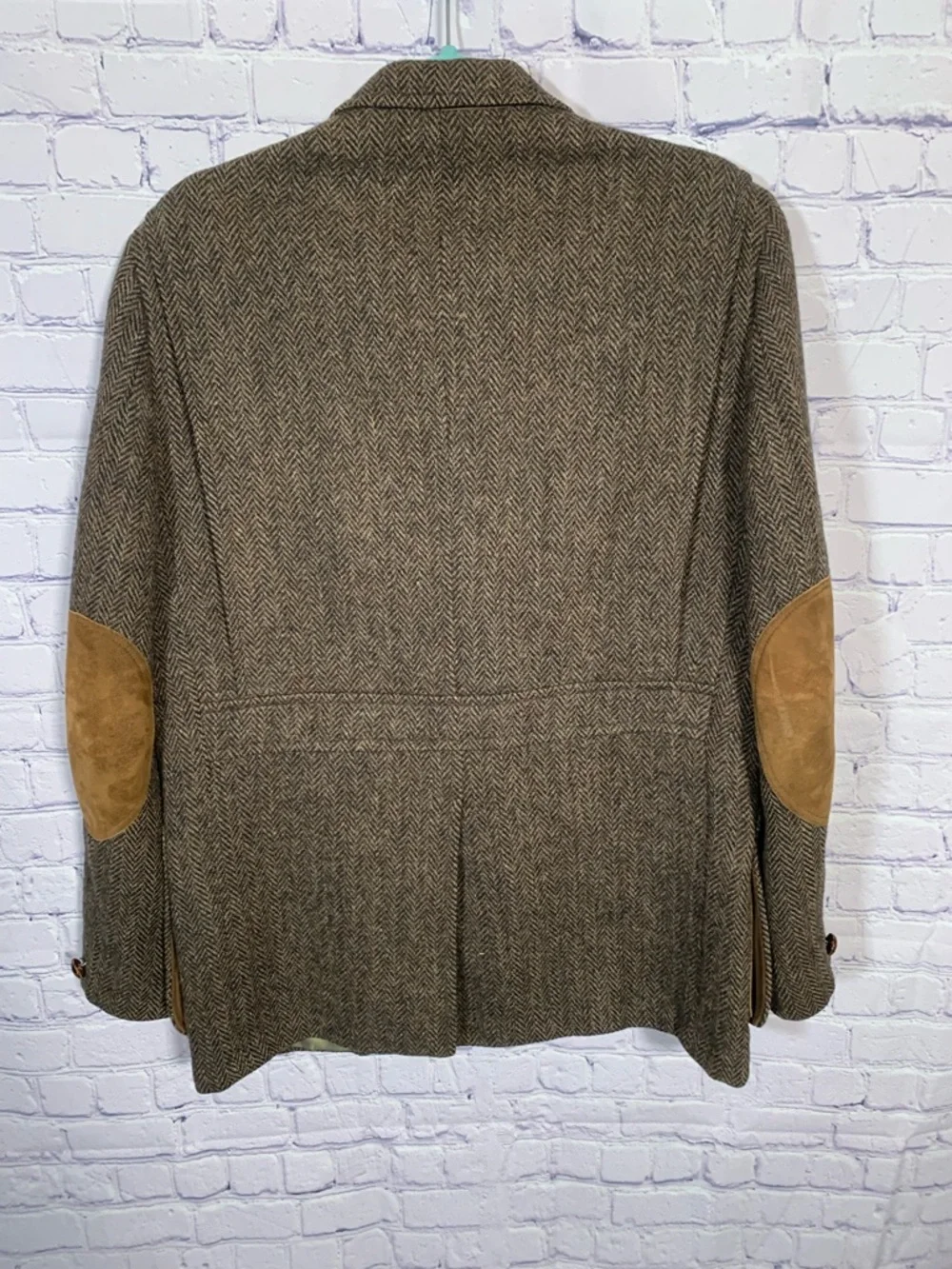 Eddie Bauer Mens VTG Tweed Herringbone Blazer Elbow Patches Brown Sz 38 Preppy